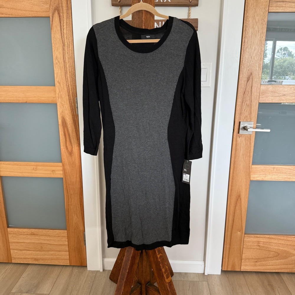 Mossimo Women's XL Gray Black Colorblock Light Minimalist Knit Sweater Dress NWT